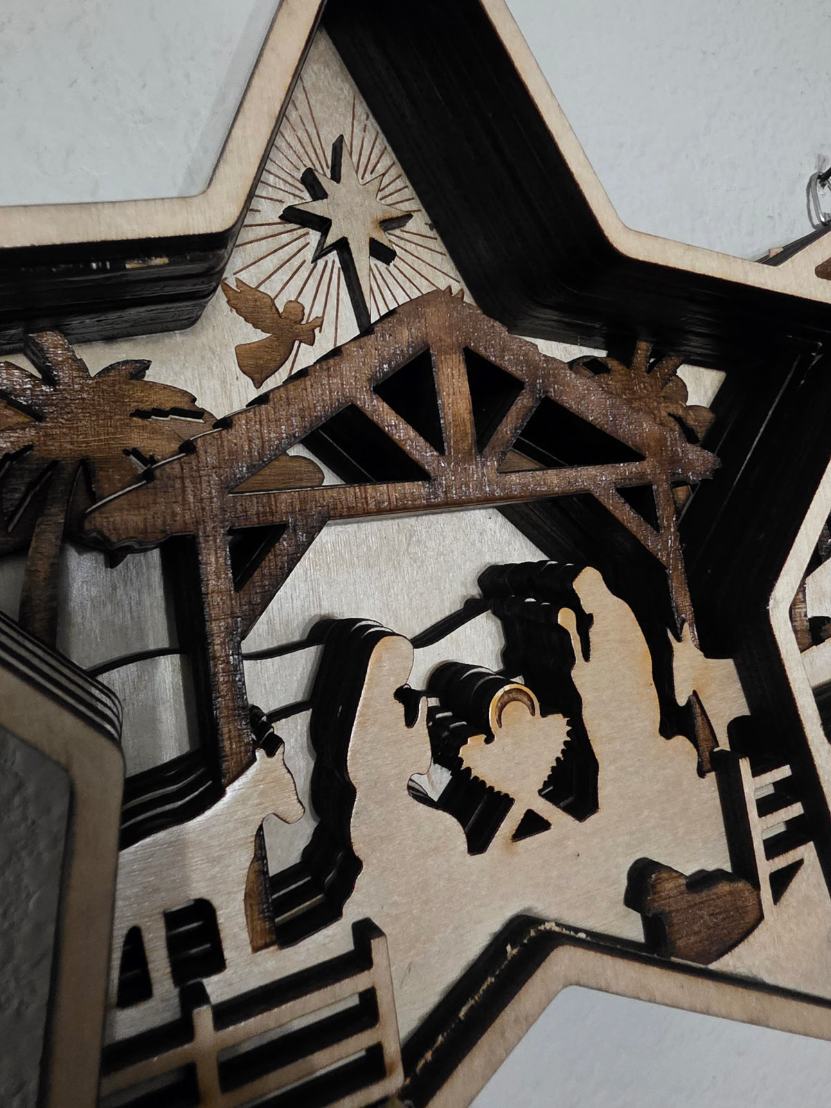 Shooting Star Nativity Scene Layered Wood Wall Art – Christmas Decor