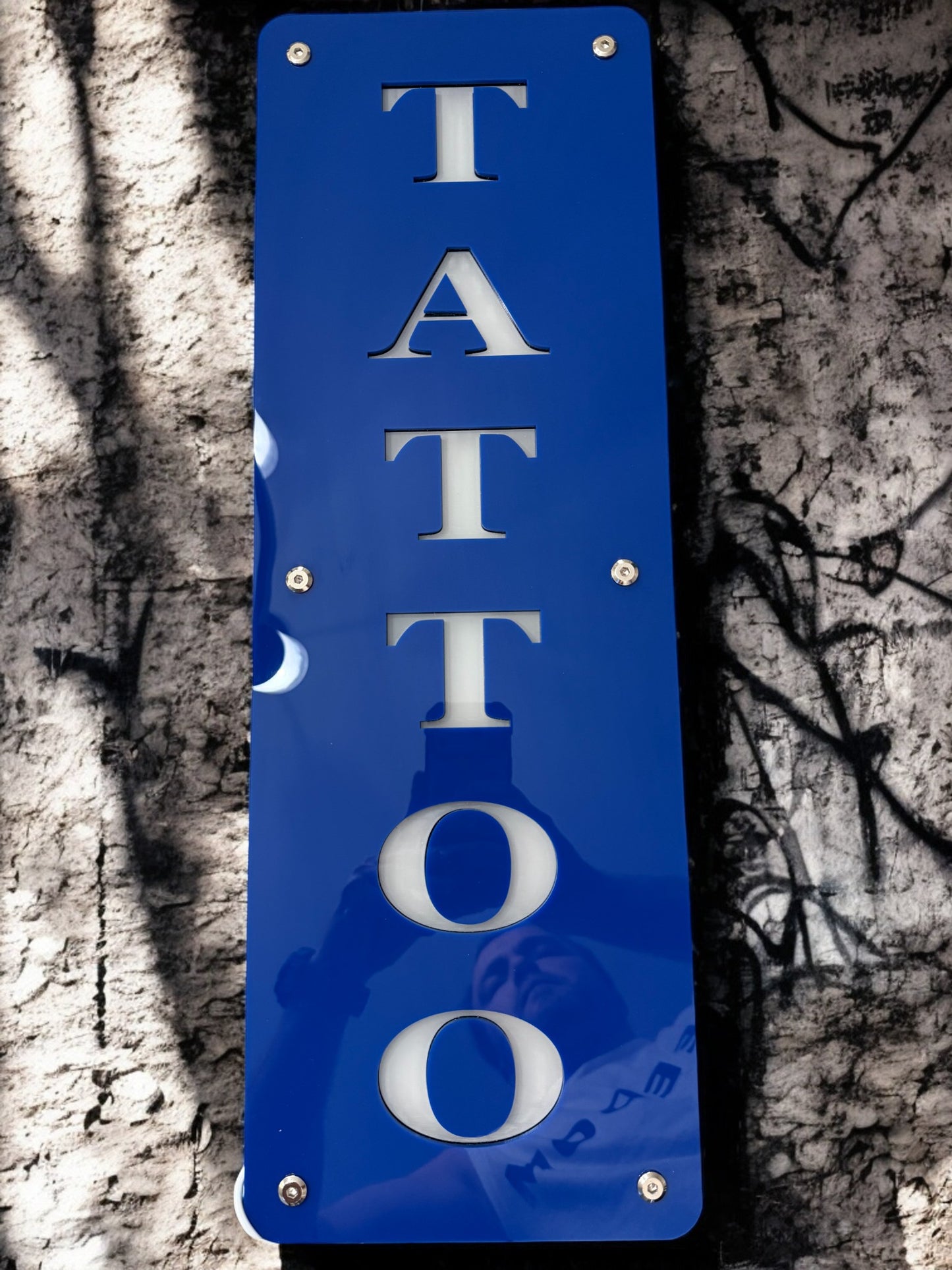 LED Lit Tattoo Sign — 24" x 8" USB Powered | Warm or RGB Lighting | Matte Black, Matte White, Glossy Red, Glossy Blue