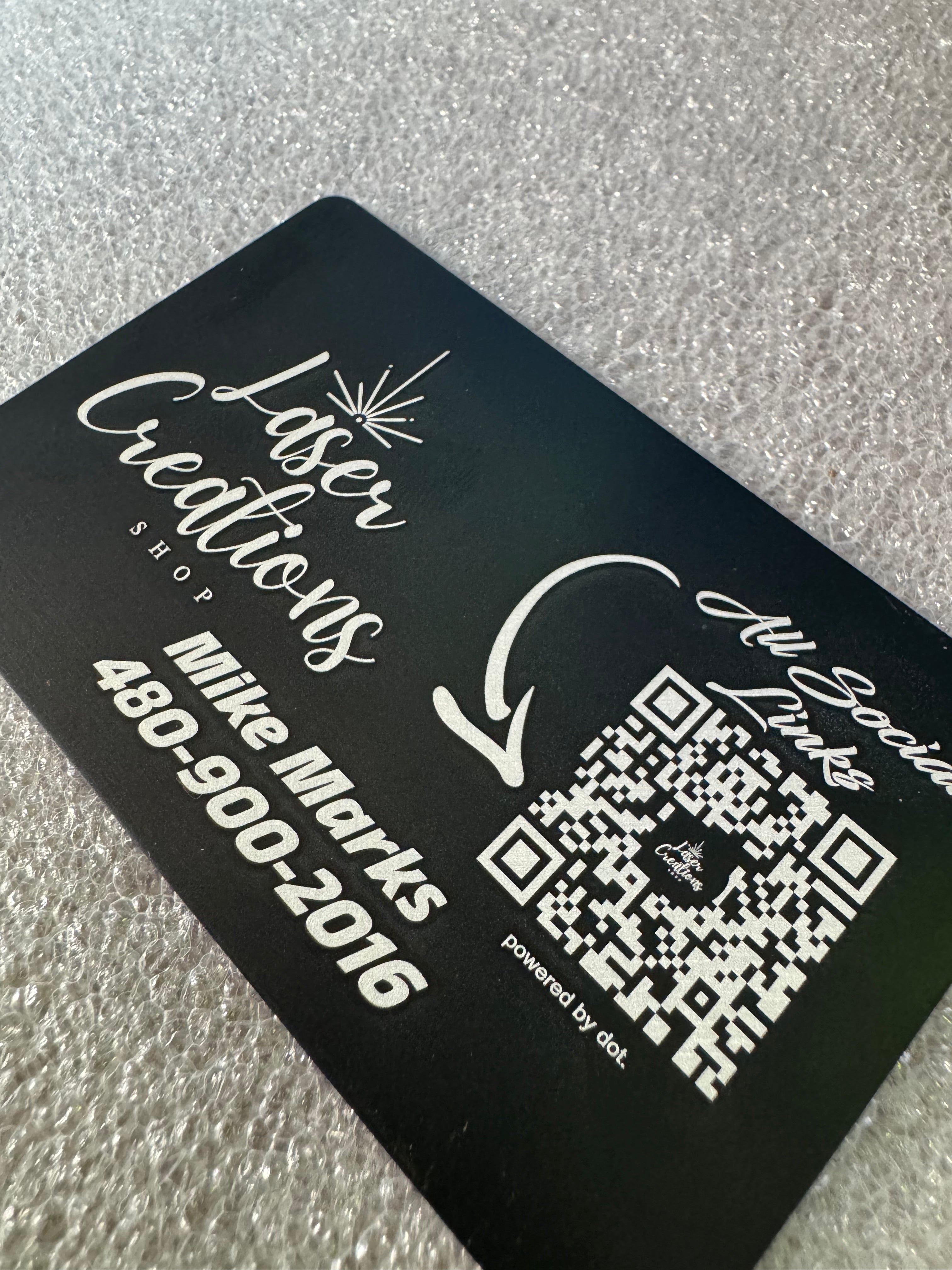 (Qty 10) Black Anodized Aluminum Business Cards (Medium Thickness)