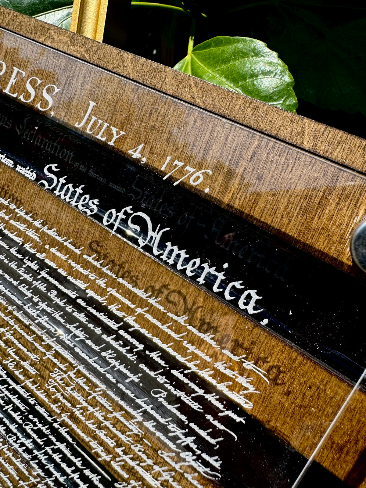 24" Laser-Engraved Birch USA with Black Epoxy Inlay & Declaration of Independence on Acrylic