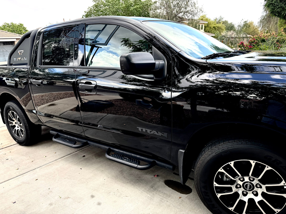 Custom Nissan Titan Emblems – 1/8″ Cast Acrylic with Black Edge & Brushed Black Inlay