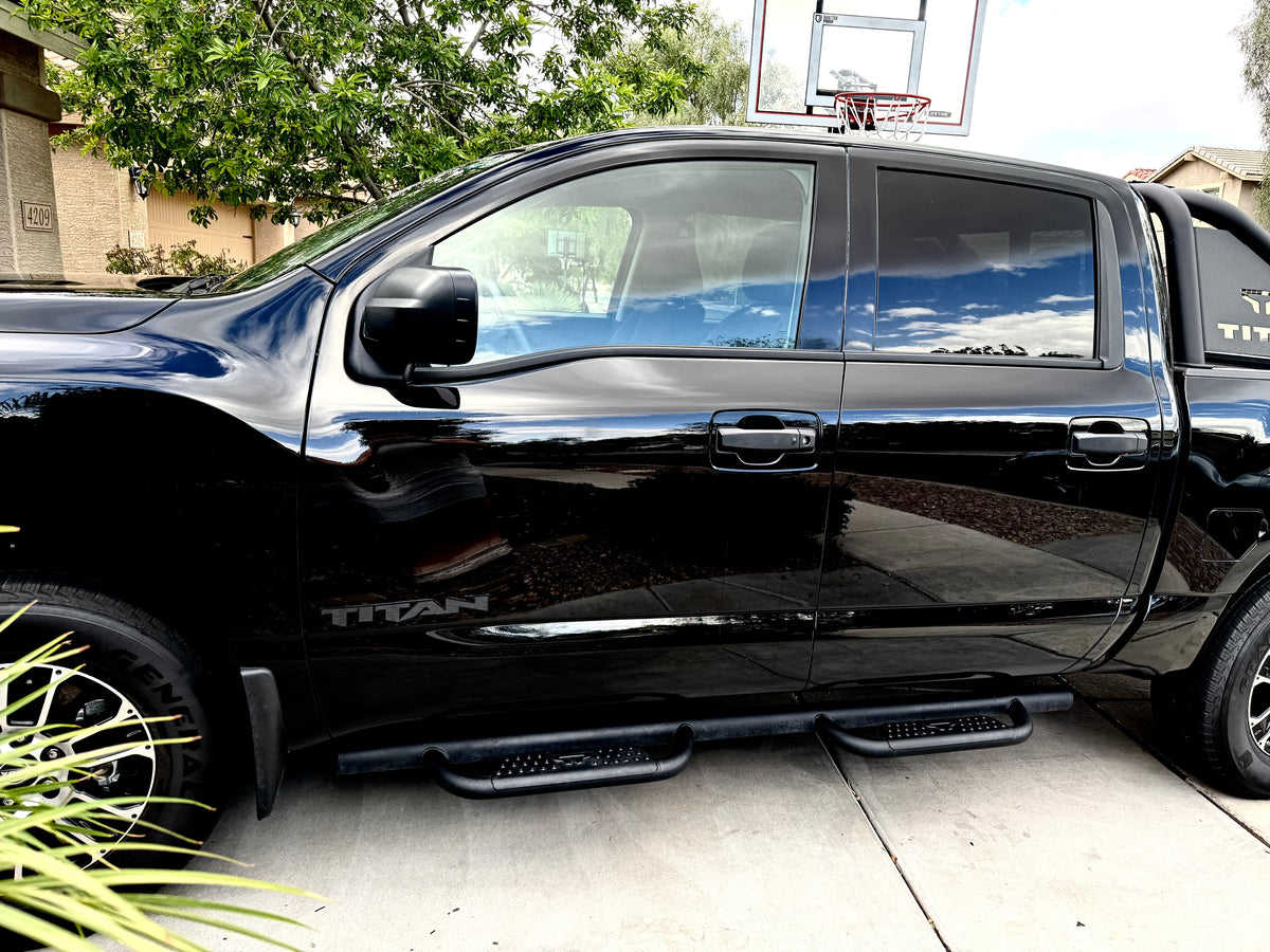 Custom Nissan Titan Emblems – 1/8″ Cast Acrylic with Black Edge & Brushed Black Inlay