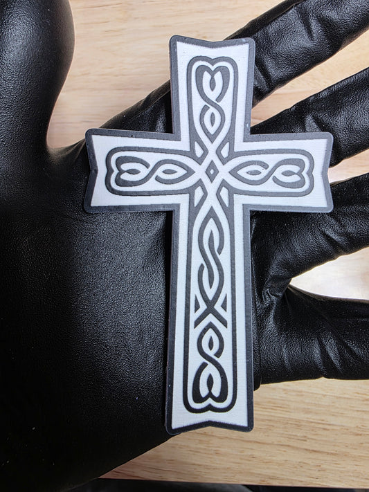 ✝️ 4" Cross Emblem v2 – Black & White | 3M VHB Backed