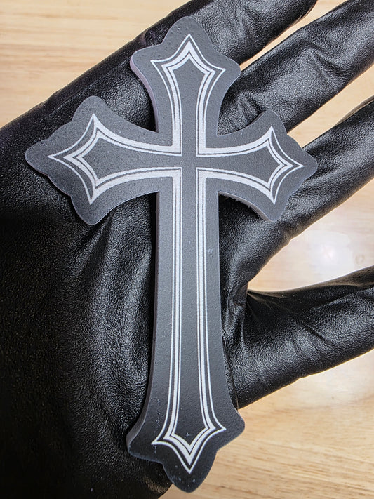 ✝️ 4" Cross Emblem v3 – Black & White | 3M VHB Backed