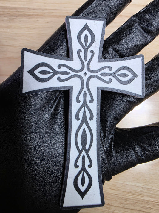 ✝️ 4" Cross Emblem v4 – Black & White | 3M VHB Backed