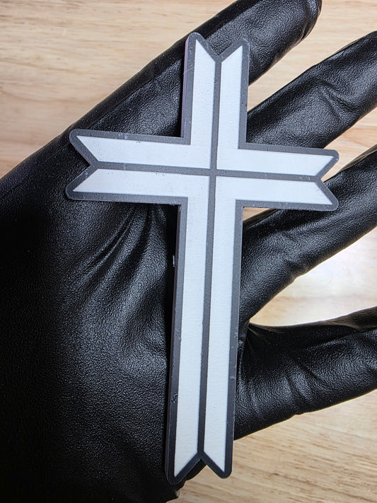 ✝️ 4" Cross Emblem v5 – Black & White | 3M VHB Backed