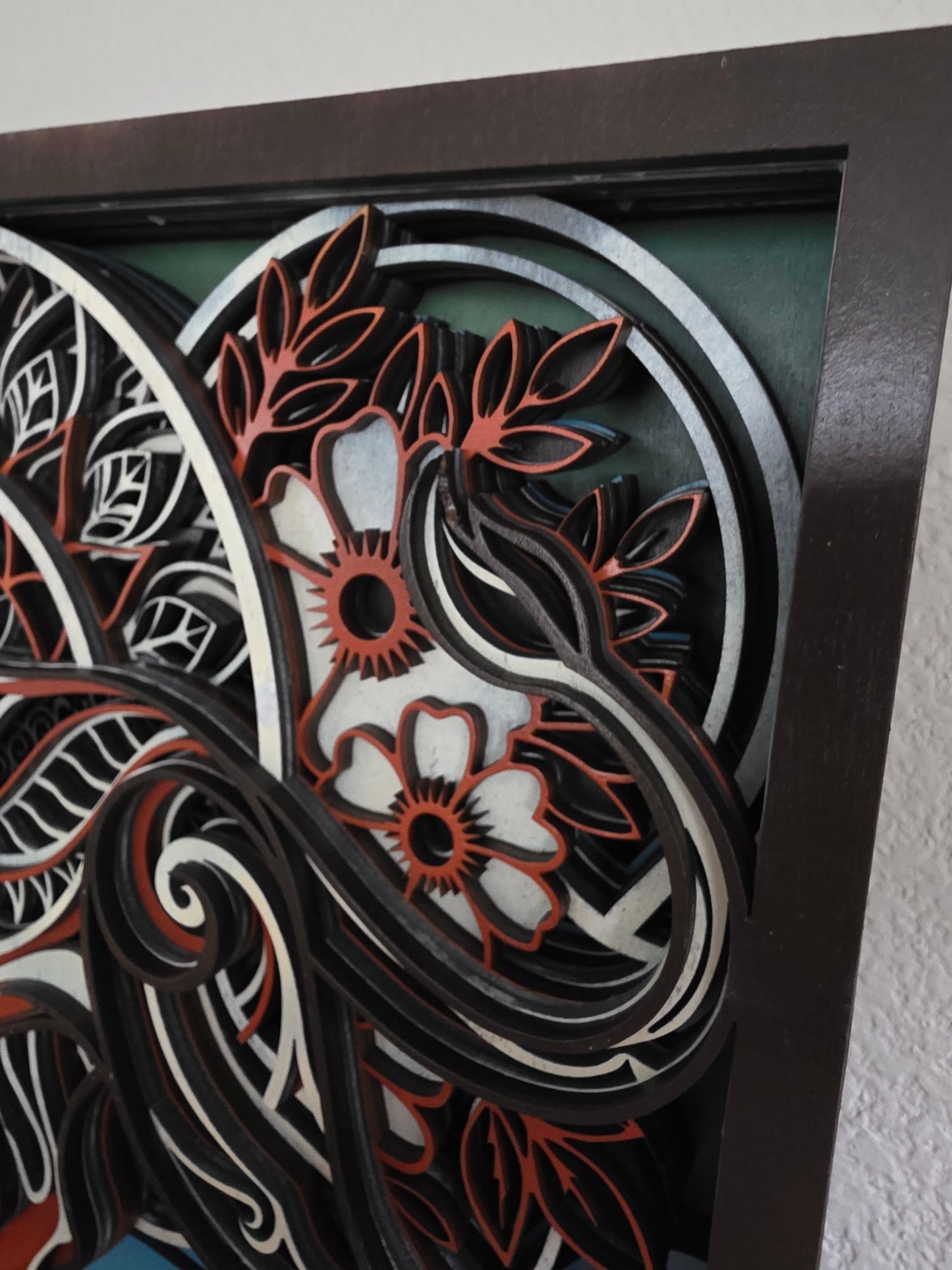 Majestic Lion Mandala Layered Wood Wall Art – 17.35" × 12.62"