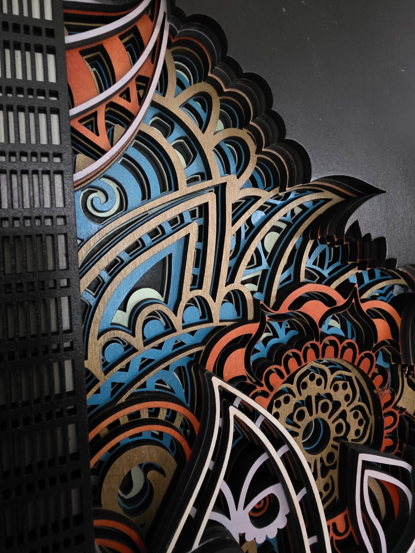 Acoustic Guitar Mandala Layered Wood Wall Art – 12.93" × 18.527"
