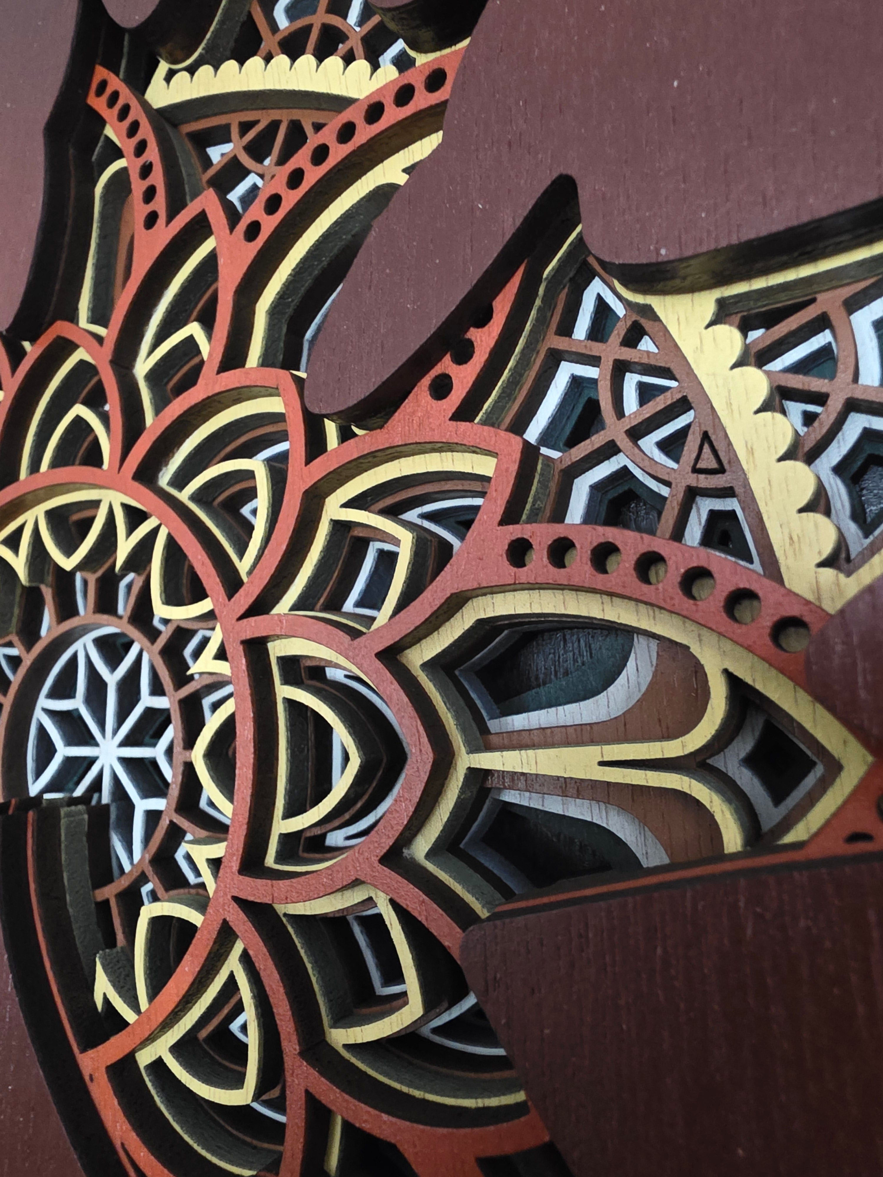 Mandala Maple Leaf Wood Wall Art – Layered Fall Decor