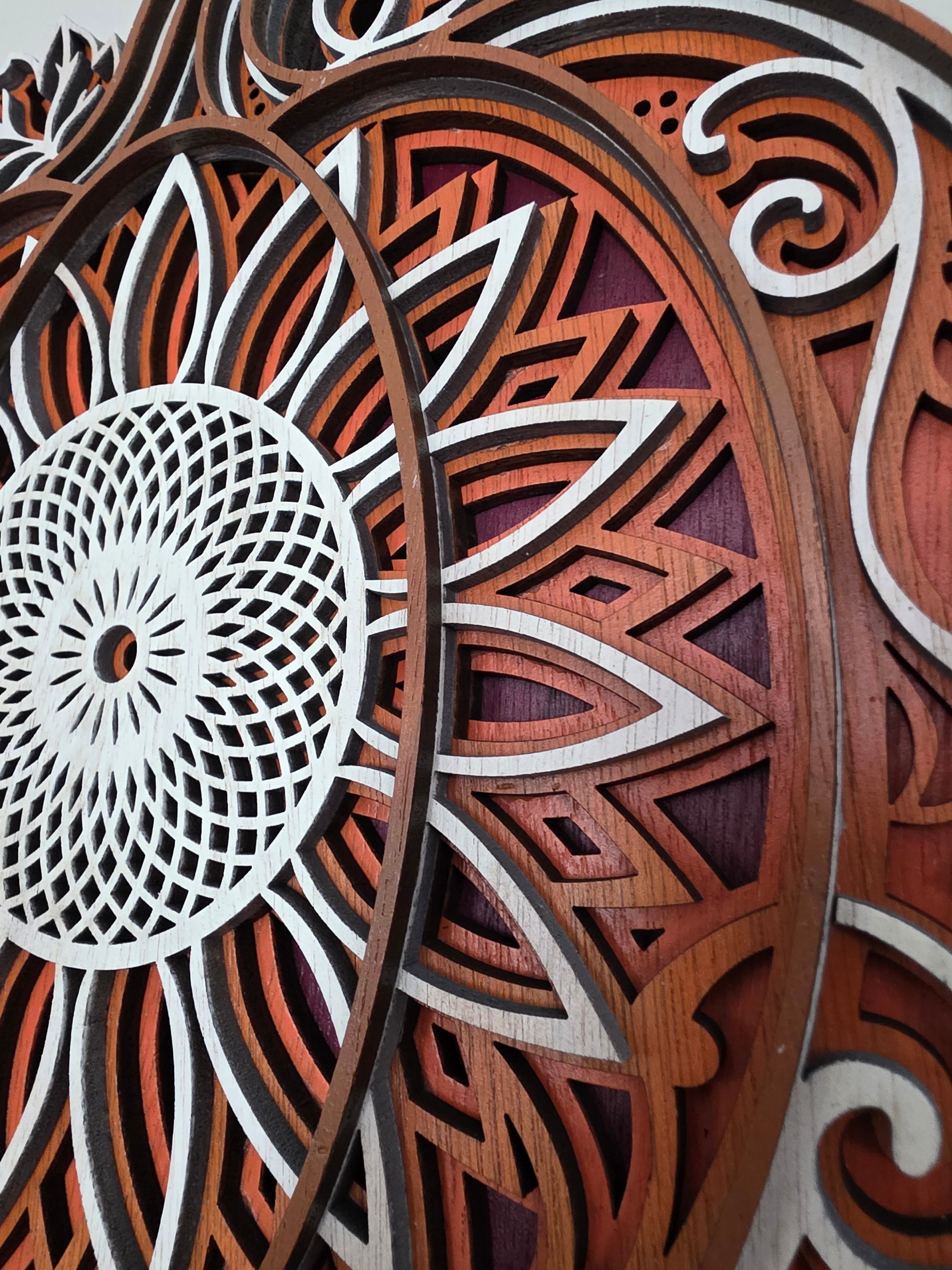 Mandala Pumpkin Layered Wood Wall Art – Fall Décor