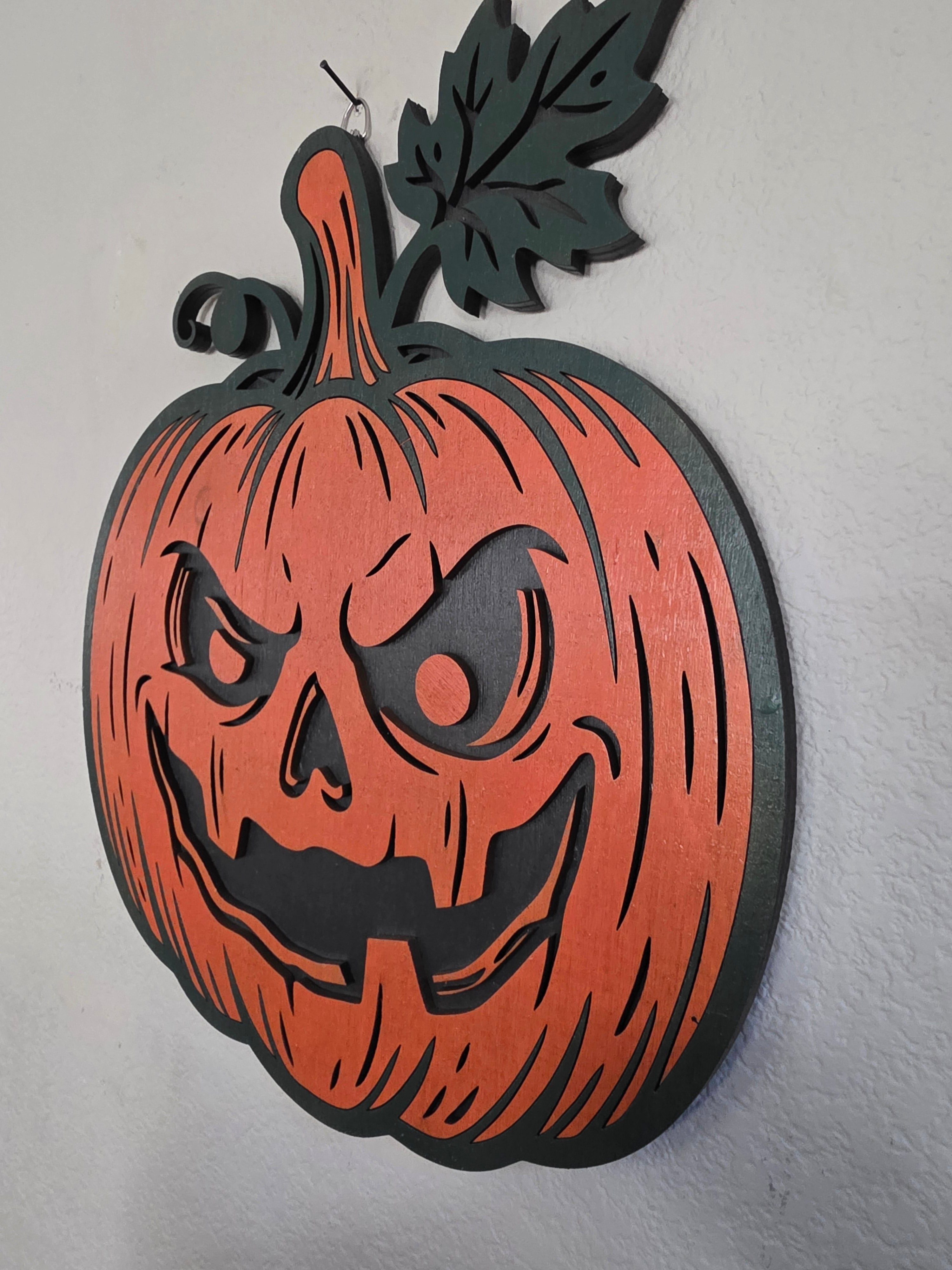 Mischievous Jack-O'-Lantern Layered Wood Wall Art – Halloween Décor