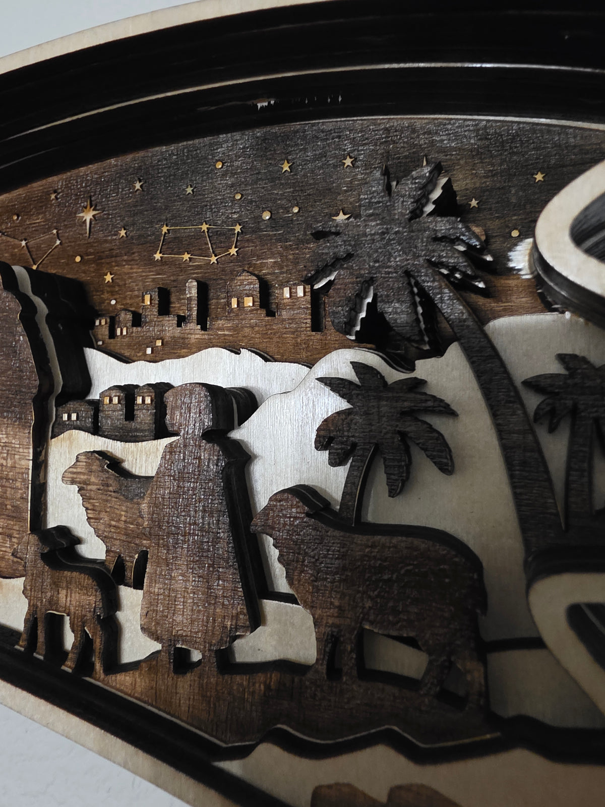 Shooting Star Nativity Scene Layered Wood Wall Art – Christmas Decor