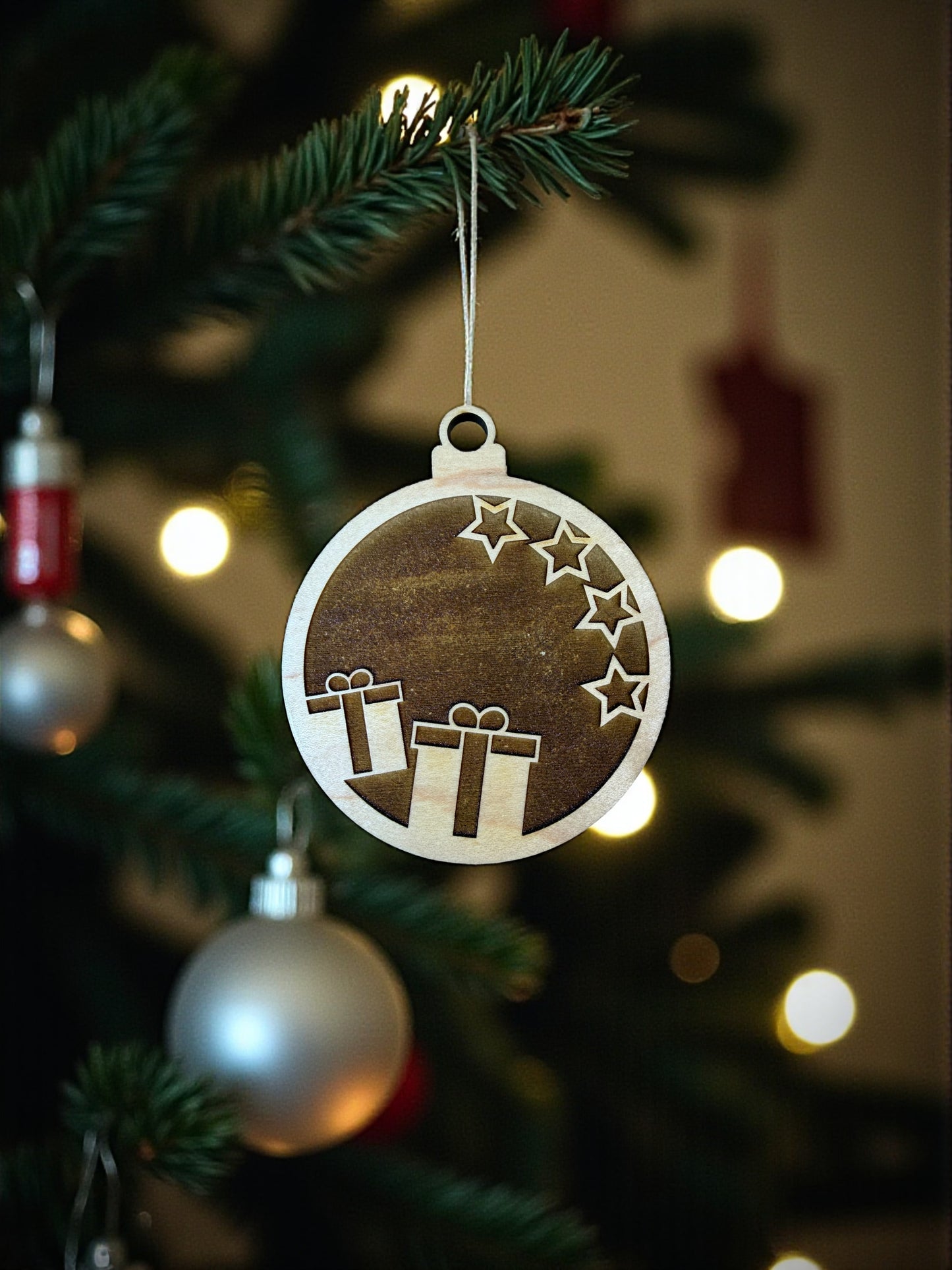 🎄 Holiday Cheer Premium Maple Ornament Set (Set of 4)