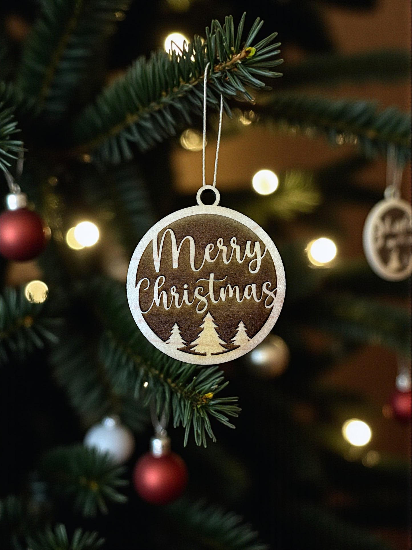 🎄 Holiday Cheer Premium Maple Ornament Set (Set of 4)