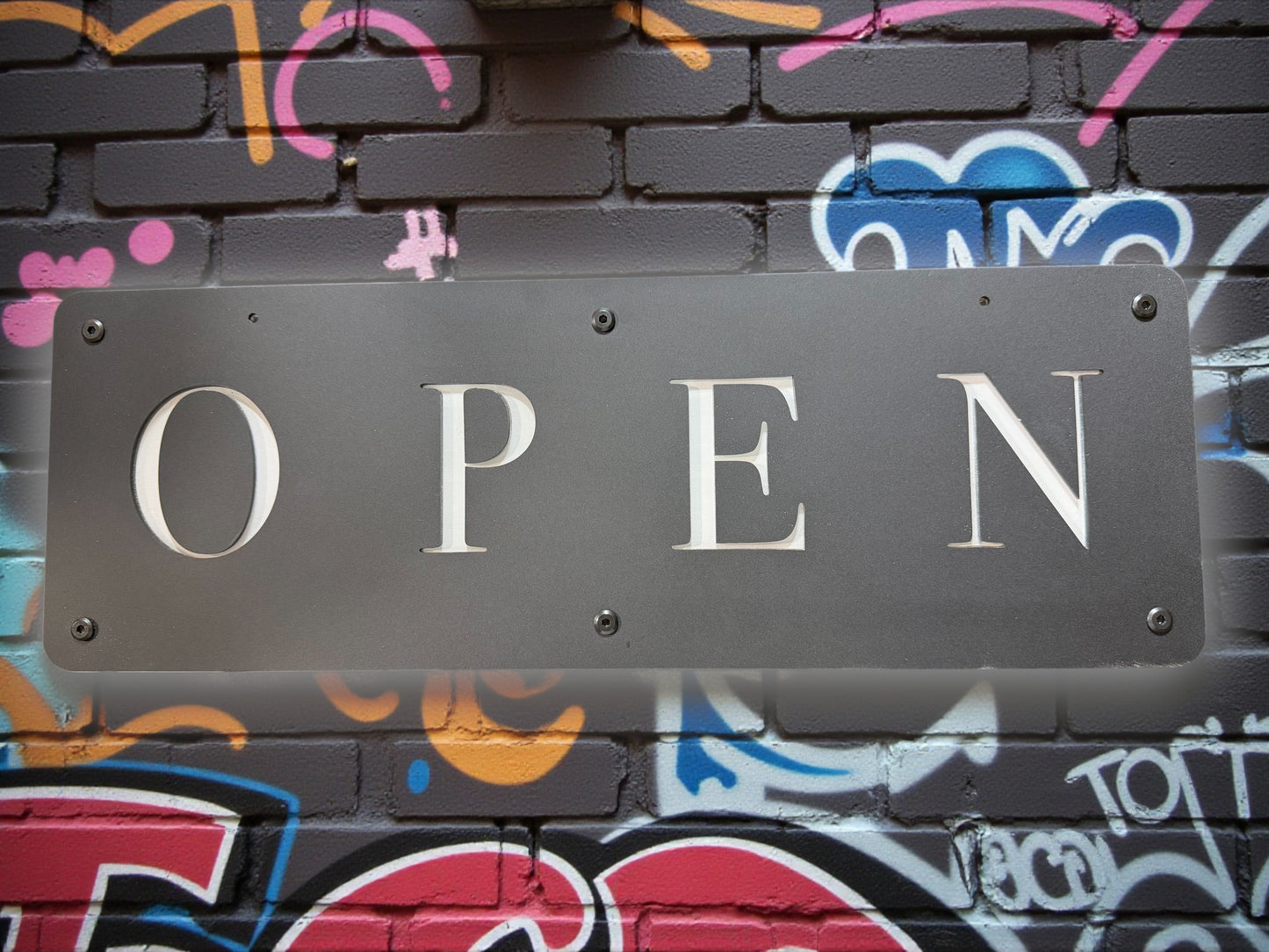 24" x 8" LED OPEN Sign — Edge + Internal Illumination | Warm & RGB Lighting | Matte Black | USB-A Powered