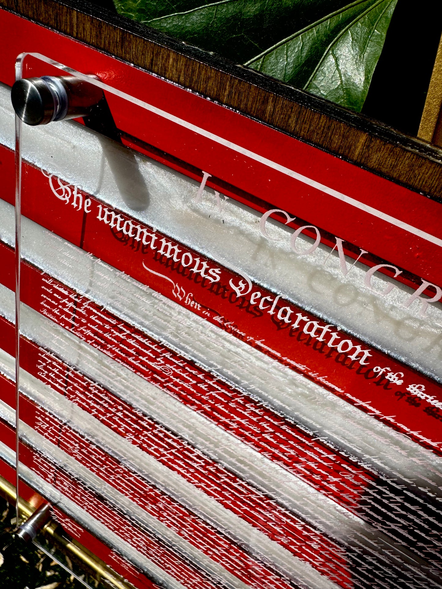 24" Patriotic Birch USA Wall Art with Epoxy Resin Inlay & Declaration of Independence on Acrylic