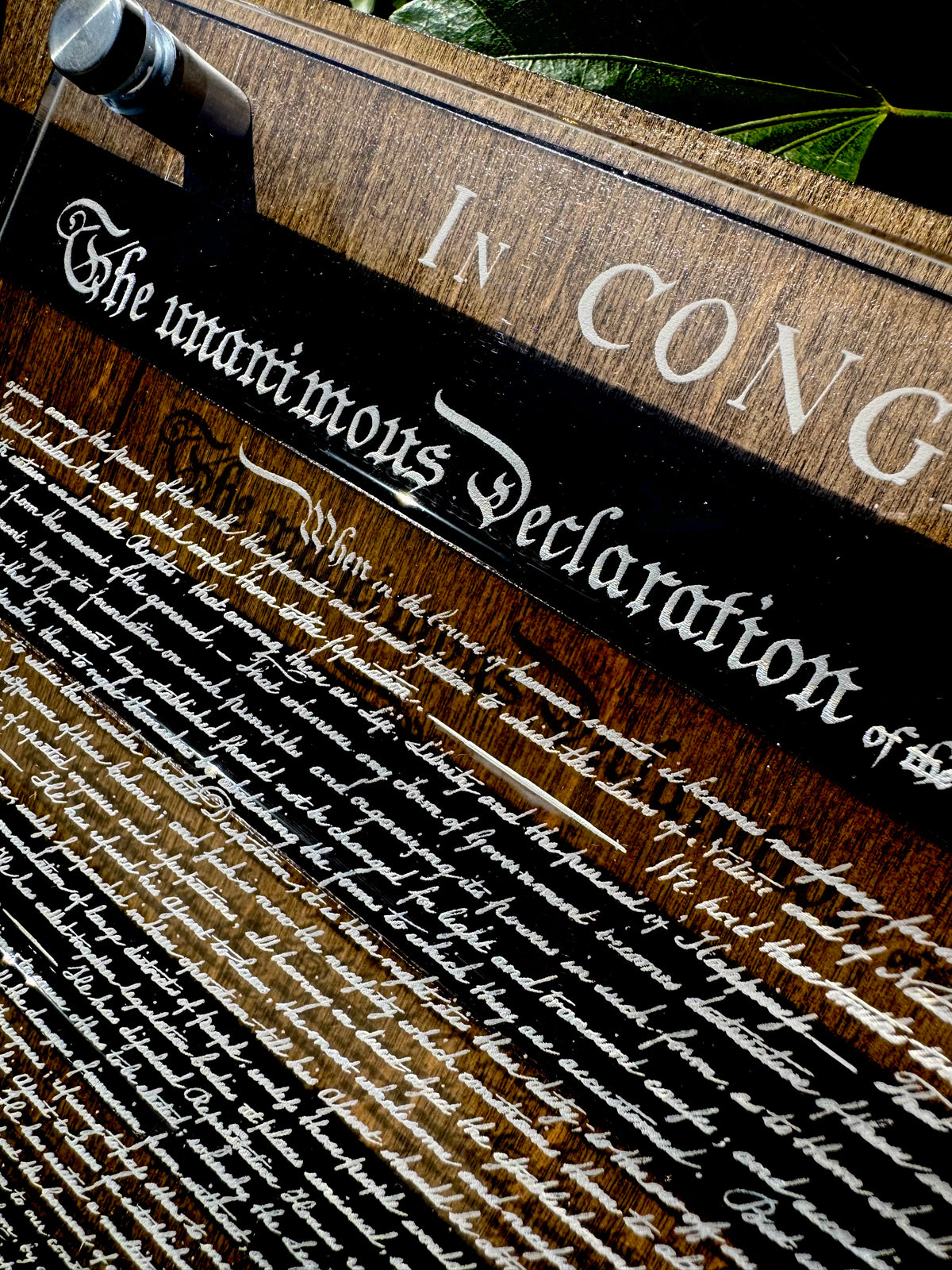 24" Laser-Engraved Birch USA with Black Epoxy Inlay & Declaration of Independence on Acrylic