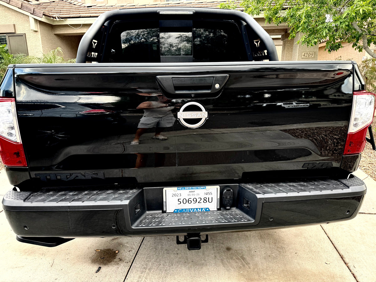 Custom Nissan Titan Emblems – 1/8″ Cast Acrylic with Black Edge & Brushed Black Inlay